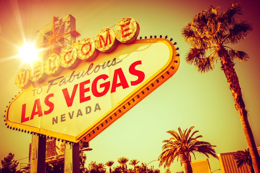 Las Vegas Welcome To Fabulous Casino City Night Scenery Photo Backdrop  LV-406