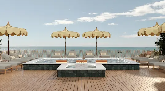 Swimming pool and relaxation area onboard AmaNubia on the Nile
