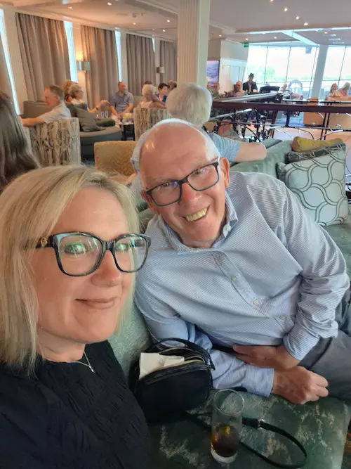 Andrea and her dad Gary enjoying their AmaWaterways Seine river cruise aboard AmaLyra