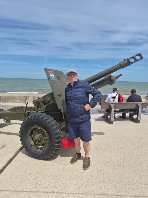 Historic gun emplacement overlooking the Normandy D-Day landing beaches in France