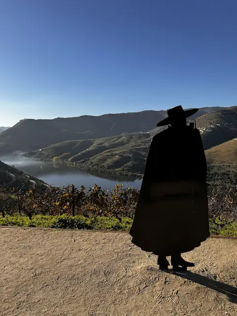 Sandeman Port wine house overlooking the Douro River in Vila Nova de Gaia, Porto