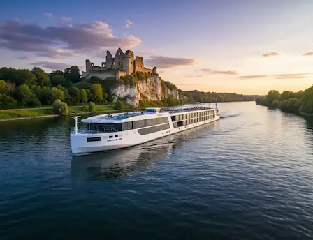 Emerald Lumi river cruise ship sailing on the Seine in France