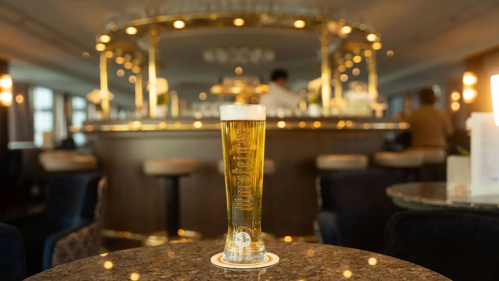 Glass of beer served at the bar onboard a VIVA Cruises river ship