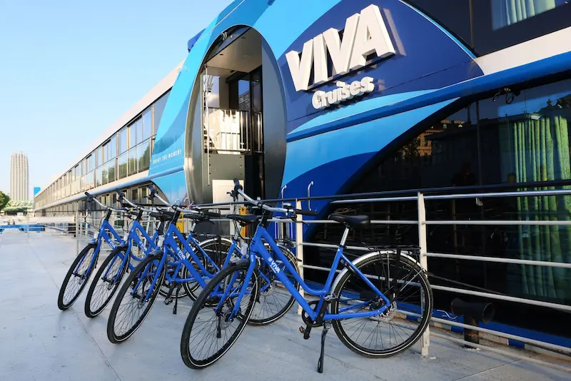 Bikes available for guests to use onboard a VIVA Cruises river ship.